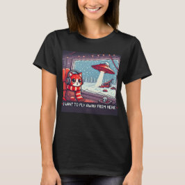 Cat UFO Selfie: Red Planet (Ik wil wegvliegen) T-shirt