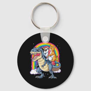 Cat Unicorn Riding Dinosaur T Rex Kitten Lover Spa Sleutelhanger