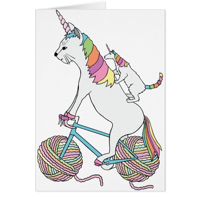 Cat Unicorn Riding Unicorn Cat Riding Bike (Voorkant)