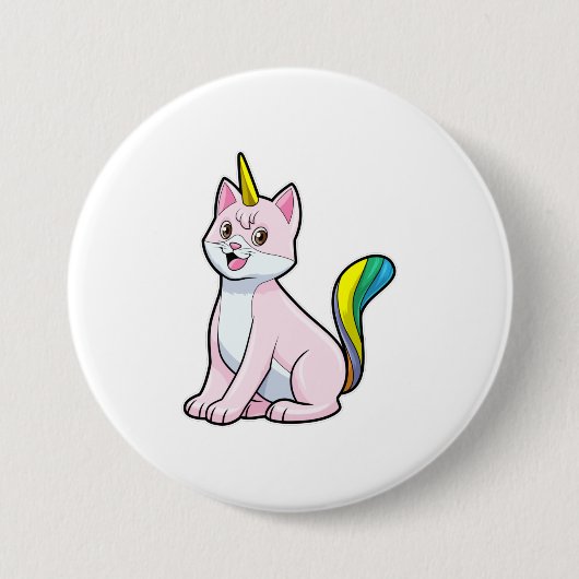 Cat Unicorn Ronde Button 7,6 Cm (Voorkant)