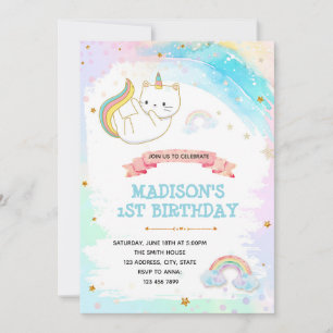 Cat unicorne anniversaire invitation douche