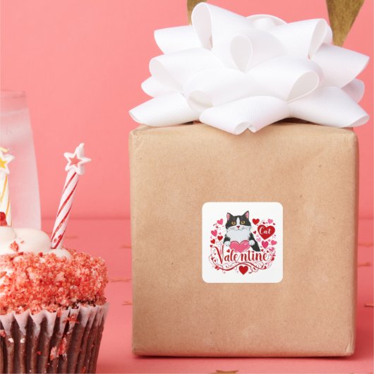 Cat Valentijn Sticker (Feest)