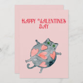 Cat Valentines Carte de jour - chat mignon Carte d (Devant / Derrière)