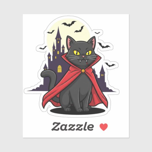 Cat Vampire - Schattige Fanged Halloween Kat Sticker (Vel)