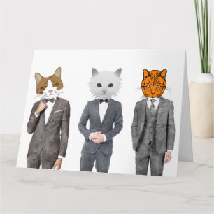 CAT-VANGSTEN MET EEN GROTE BIRTHDAY-KAARTEN KAART