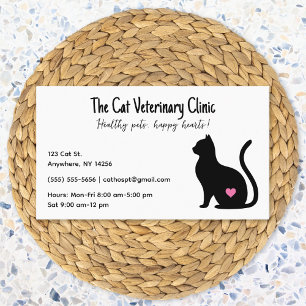 Cat Veterinary Clinic Pink Heart Visitekaartje