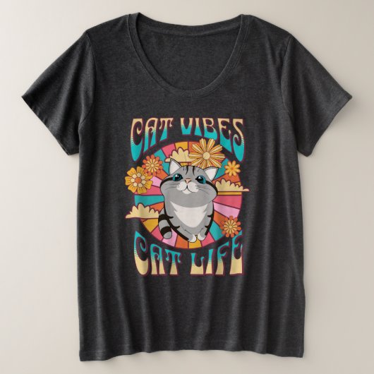 Cat Vibes Cat Life Grote Maat T-shirt (Design voorkant)