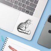 Cat vinyl sticker (Laptop met iPhone)