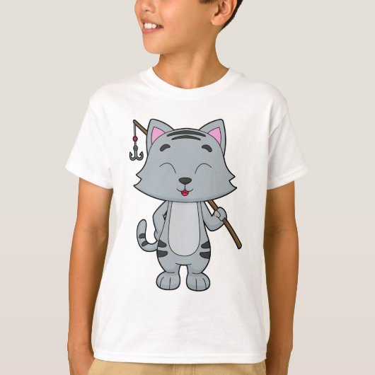 Cat Vist Fisher Finshing rod T-shirt (Voorkant)