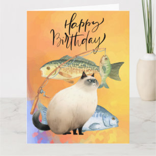 Cat Vist verjaardagen voor Cat Lovers Kaart