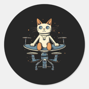 Cat vliegen met drones dronepiloot Quadcopter Auv Ronde Sticker