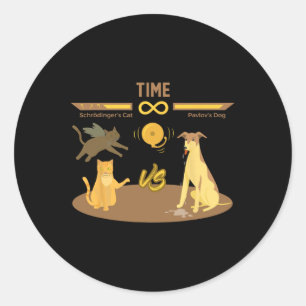 Cat vs. Pavlovs Hond Grappig Videogame Ronde Sticker