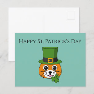 Cat w Pet en Shamrock St Patrick's personalisere Feestdagenkaart