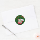 Cat Waiting for Santa Ronde Sticker (Envelop)