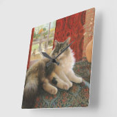 CAT WALL CLOCK VIERKANTE KLOK (Hoek)