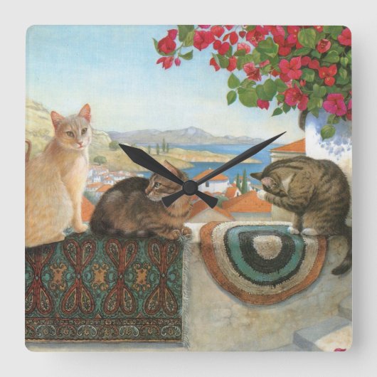 CAT WALL CLOCK VIERKANTE KLOK (Voorkant)