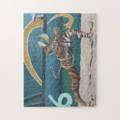 Cat Warrior Beach Volleyball Medium Jigzaag Puzzle Legpuzzel (Verticaal)