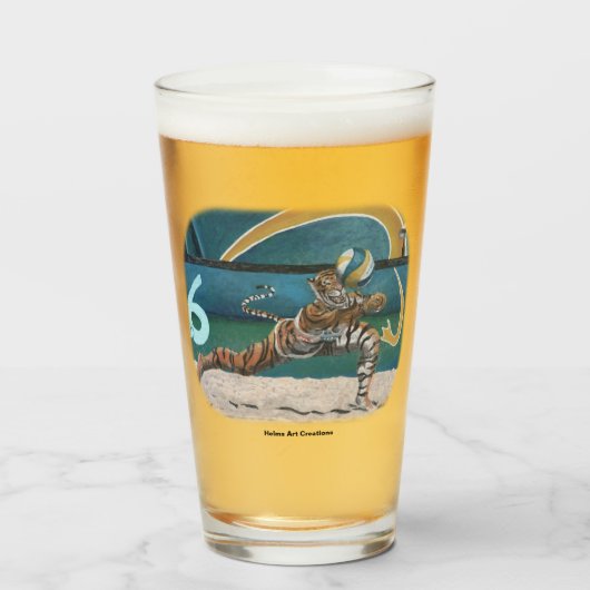 Cat Warrior Plays Volleyball Fantasy Glass Cup Glas (Voorkant gevuld)