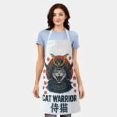 Cat Warrior Samurai – Fierce Japanse kat in pantse Schort (Gedragen)