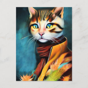 CAT-WEARING AUTUMN-BRIEFKAARTEN BRIEFKAART