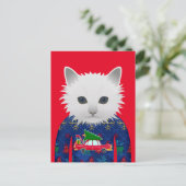CAT WEARING CHRISTMAS SWEATER-BRIEFKAARTEN FEESTDAGENKAART (Staand voorkant)