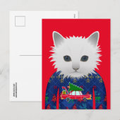 CAT WEARING CHRISTMAS SWEATER-BRIEFKAARTEN FEESTDAGENKAART (Voorkant / Achterkant)