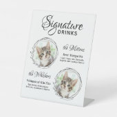Cat Wedding Signature Drinken 2 Pet Photo Bar Reclamebord Met Voetstuk (Voorkant)
