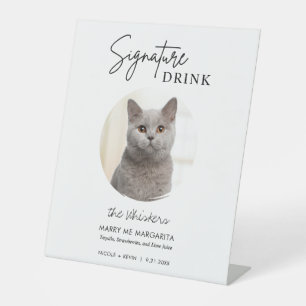 Cat Wedding Signature Drinken Cocktail Bar Reclamebord Met Voetstuk