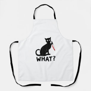Cat What_ Cat Holding Knife Funny Cat Halloween Co Schort