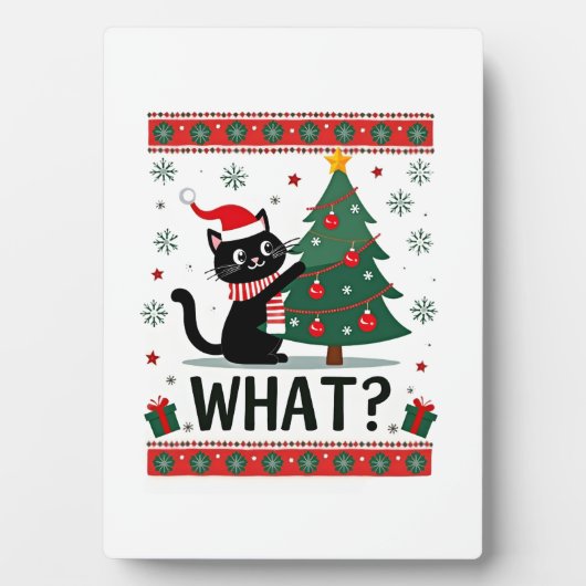 Cat What Funny Black Cat Pushing Christmas Tree Ug Fotoplaat (voorkant)