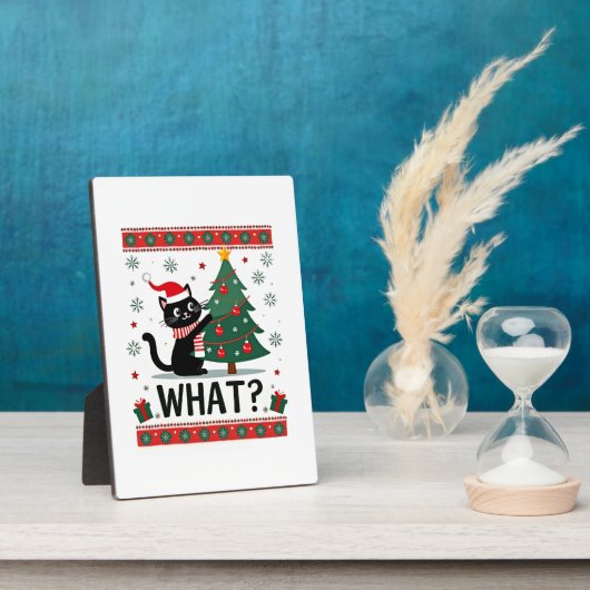 Cat What Funny Black Cat Pushing Christmas Tree Ug Fotoplaat (Zijkant)