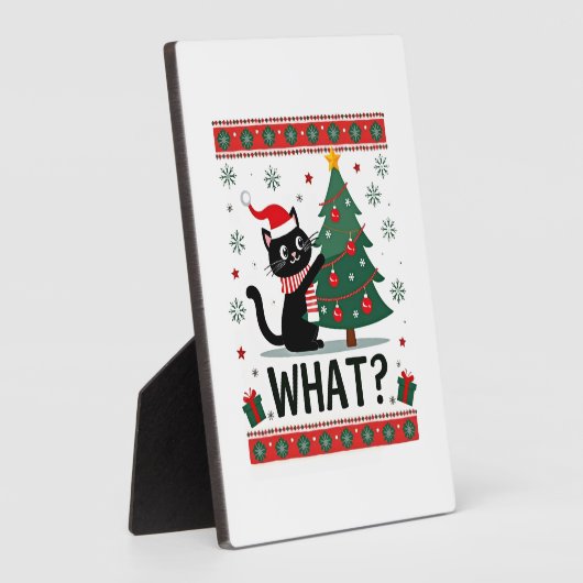 Cat What Funny Black Cat Pushing Christmas Tree Ug Fotoplaat (Zijkant)