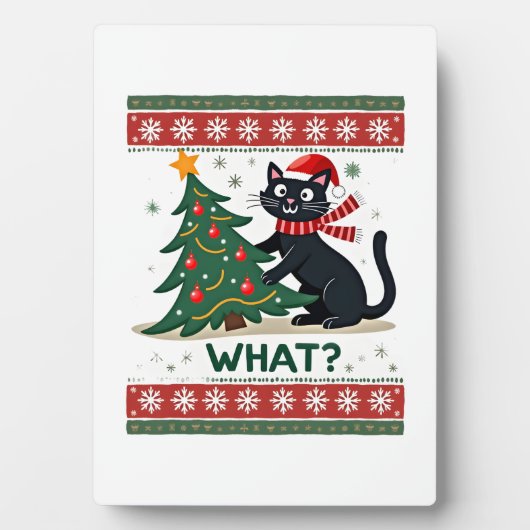 Cat What Funny Black Cat Pushing Christmas Tree Ug Fotoplaat (voorkant)