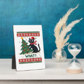 Cat What Funny Black Cat Pushing Christmas Tree Ug Fotoplaat (Zijkant)