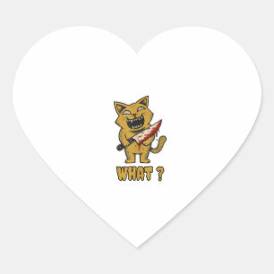 Cat what _ Grappige griezelige kat met mes Hart Sticker