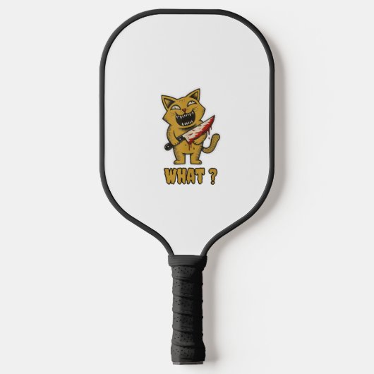 Cat what _ Grappige griezelige kat met mes Pickleball Paddle (Voorkant)