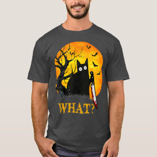 Cat What Murderous Black Cat With Knife Costume T-shirt
