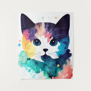 Cat Wild Natuur Dierenkleur Kunst Schilderen Wandkleed