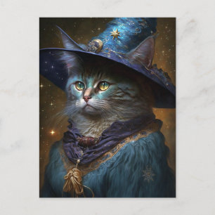 Cat Witch Fantasy Art Briefkaart