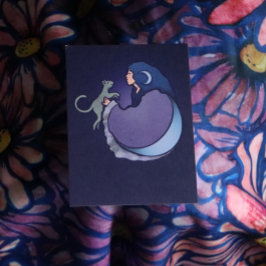 Cat Witch Moon Goddess Wiccan Cat Person Kaart