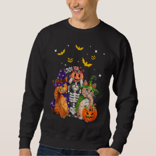 Cat Witch Scary Pumpkin Bat Skeleton Magical Hallo Trui