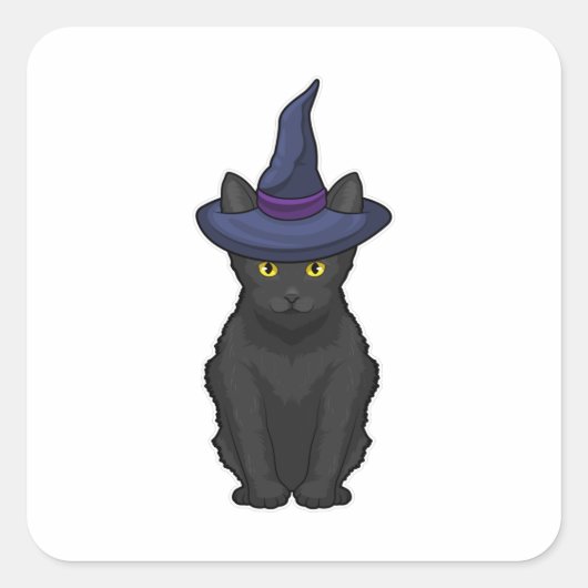 Cat Witch Vierkante Sticker (Voorkant)