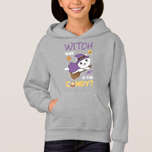 Cat Witch Witch Way Is The Candy Happy Halloween (Devant)