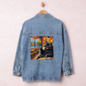 Cat with a coffee cup in Cafe Denim Jacket (Hangar)