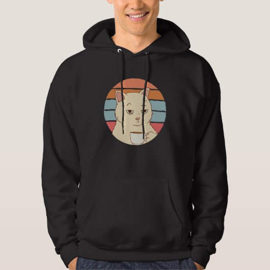 Cat with Coffee Hoodie (Voorkant)