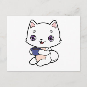 Cat with Cup of Coffee Briefkaart