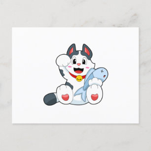 Cat with Fish Briefkaart