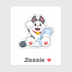 Cat with Fish Sticker