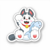 Cat with Fish Sticker (Voorkant)