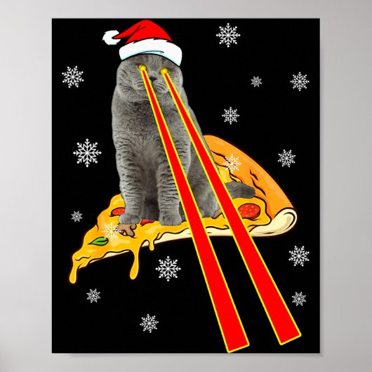 Cat With Laser Eyes Funny Zza Cat Christmas Poster (Voorkant)